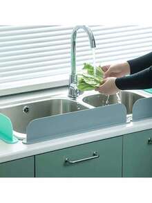 Household Countertop Splash Guard, Easy To Clean; Sink Splash Baffle - Soft, Easy To Install And Clean, Classic Design Prevents Water Splashing, Protects Clothing And Other Items From Water Damage During Washing; Suitable For Kitchen And Bathroom Sinks, Splash Guard Protects Countertops. Smooth Surface Covering, Easy-To-Clean Material. - Multicolor - View 3