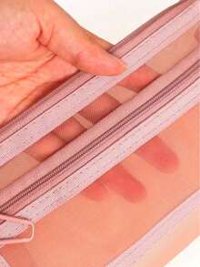 1pc Personalized Transparent Large Capacity Pencil Case, Fashion Minimalist Pencil Bag, High Capacity Nylon Mesh Breathable Pencil Pouch, Exam/Student Stationery Bag, Mesh Pencil Storage Bag, Minimalist Student Supplies Box, Back To School Study Essentials - Multicolor - View 4