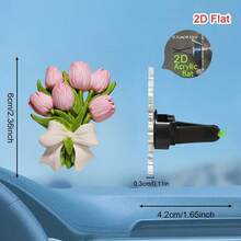 1个粉色花朵亚克力汽车出风口夹式香薰器，无香型，汽车内饰配件，情人节礼物，可自行添加香氛 - 花朵出風口 - 查看 8