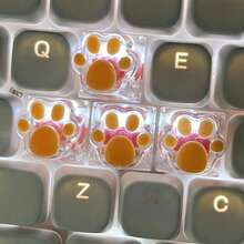 4pcsPersonalized Glue-On Transparent And Translucent Nail Art Featuring Cute Cat Paw Keys, Cartoon Office Cross Shaft Mechanical Keycaps, DIY. - View 19