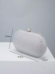 Elegant Fashion Rhinestone Embellished Oval Clutch Bag - Silver - View 2