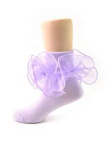 2 Pairs Princess Style Frill Trim Socks For Baby Girls/Toddlers/Kids - Multicolor - View 4