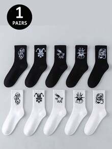 1/5/10 pares de calcetines divertidos aleatorios para hombres, calcetines deportivos casuales, calcetines de running hasta el tobillo, calcetines de baloncesto con protección antideslizante para el tobillo - Multicolor - Ver 14