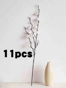 3/8/11/12/14pcs Artificial White Plum Blossom 21.7 Inch Fake Winter Floral Stems, Suitable For Home, Office, Hotel, Wedding, Party, Garden Decor - White - View 13
