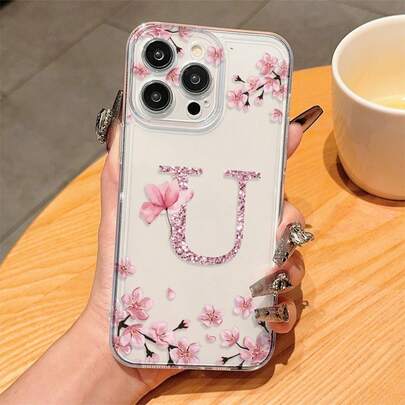 1 chiếc ốp lưng điện thoại TPU trong suốt chống sốc, in chữ U hoa văn cá nhân hóa cho iPhone 17 16 15 14 13 12 11 Pro Max, A55/54/53/52/51, S25/24/23/22/21 Ultra