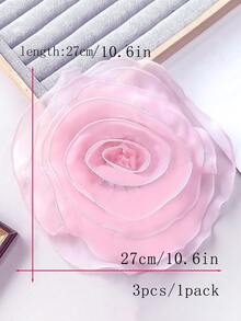 超大纯色欧根纱多层褶边布花，简约设计，适合 DIY 服装、婚纱、服装配饰 - 多色 - 查看 26