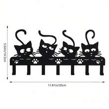 HELLOYOUNG 1/2 chiếc (4 móc treo chìa khóa hình mèo nhỏ trang trí), móc treo chìa khóa hình mèo đen dễ thương, trang trí tường phòng khách, phòng ngủ, văn phòng, nhà cửa, quà tân gia và sinh nhật. - Nhiều màu - Xem 4