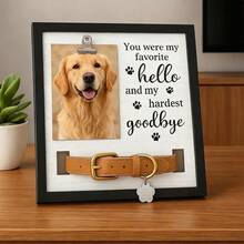 Marco de fotos conmemorativo de madera para perros - Regalo de condolencia por la pérdida de una mascota, soporte para recuerdos - 23 x 23 cm - Ver 3