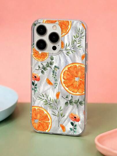 Custodia protettiva trasparente con acquerello, foglie di eucalipto e frutta, stile chiffon estivo fresco, compatibile con iPhone 13/11/17/17pro/16/14/15/15pro/15 Plus/15 Promax/7plus/8plus/X/Xs Max/Xr/11pro/12pro/13pro/14pro/12mini/13mini/11promax/12promax/13promax/14promax/14plus/17pro Max/17Air/6/6s Plus/7/8/16Pro/16plus/16promax/Se2/17promax e Galaxy/A54/A14/A12/A13/A15/A32/A33/A24/A52S/S20/S21/S22/S23/S24/S23Plus/S24ultra/S25/A15/A33/A23