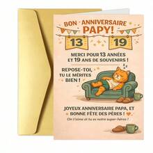 温馨的法式父亲节及生日贺卡，“13年和19年的美好回忆” - 13*18 - 查看 10