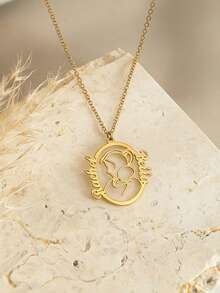 定制情侣名字项链，母亲节完美礼物，时尚个性化，不锈钢材质，适合母亲节、日常佩戴和周年纪念日。 - 銀色 - 查看 8