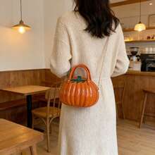 2026 New Arrival PU Pumpkin Shaped Bag For Women Handheld Crossbody Fresh Style Creative Bag - 橘色 - 查看 3