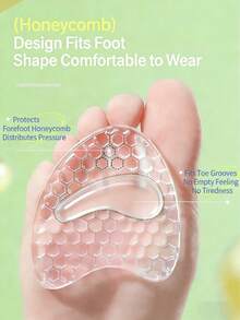 QKC 1 paire de coussinets avant-pied antidérapants pour femmes, semelles intérieures demi-taille souples pour talons hauts, préviennent la douleur et les frottements en été - Transparent - Voir 4
