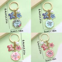 20/40pcs/Set Oil Drop Flower, Pearl, Butterfly Keychain Pendant, Suitable For Mother's Day Gift, Party Favor, Bag Charm - Blue Flower Pearl Butterfly Pendant (1 Piece) - View 5