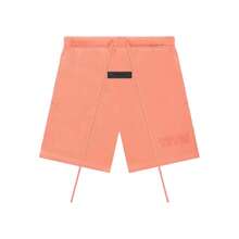 Essentials -Fear Of God FW22 Collection Casual Sweat Shorts, Unisex Mid Length, Elastic Waistband With Drawstring, Soft Breathable Cotton Fabric, Relaxed Loose Fit, Urban Street Style, Comfortable Loungewear For Mild Winter Days - 珊瑚 - 查看 1
