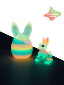 1pc 3D Rabbit Easter Egg, Creative Holiday Decor Gift, Suitable For Family Events, Holiday Outdoor, Easter Egg Hunt, Birthday Party, Outdoor Fun, Lawn Carnival, Thanksgiving, Back To School (Random Color Distribution In Rainbow Series) - Multicolor - View 11