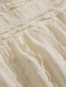 Áo bikini hai dây màu mơ, chất liệu dệt kim, viền bèo nhún, eo chun, kiểu dáng thanh lịch dành cho nữ mùa hè, đi biển, nghỉ mát, dự tiệc và mặc thường ngày. - Màu be - Xem 7