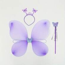 Set de 3 piezas, Alas de hada en múltiples opciones de esquema de color - Accesorio de disfraz de fiesta lindo para todas las ocasiones, perfecto para cosplay y fiestas temáticas, accesorio de disfraz de cosplay | Diseño juguetón | Alas coloridas - Rojo - Ver 3