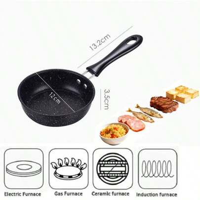 VALICLUD Poêle à frire mini en acier inoxydable antiadhésive, convient pour la cuisson des œufs, omelettes, steaks, crêpes, avec une poignée résistante à la chaleur facile à nettoyer, également idéale pour la cuisson du bacon et des sauces mélangées