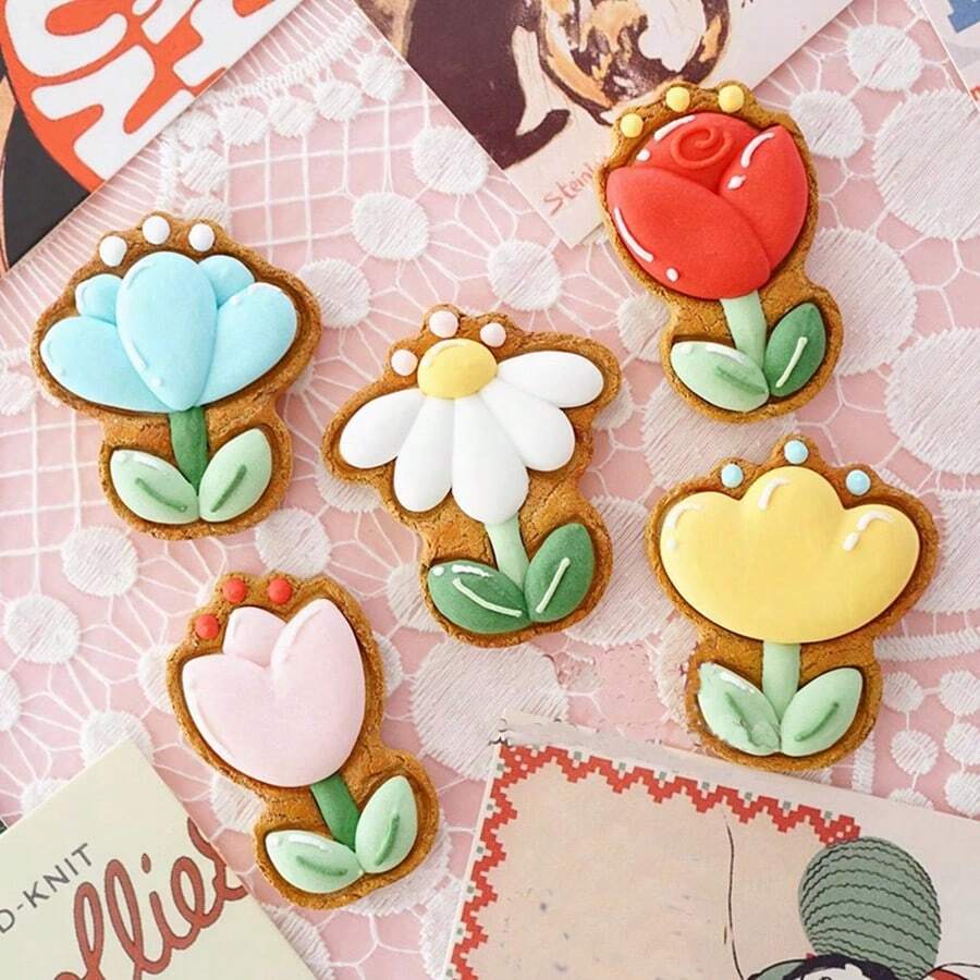 春季花卉餅乾模具組 | 鬱金香、雛菊與玫瑰烘焙模具,打造鮮豔花卉點心,適合母親節、春季派對與園藝主題禮物! - 查看 1