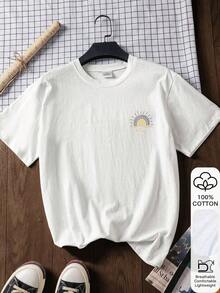 Camiseta suelta para mujer, estampado "Sunshine In My Heart", 100% algodón blanco de manga corta con gráfico, Año Nuevo Chino, Año Nuevo Lunar, Año del Caballo, Feliz Año Nuevo, Regalo del Día de San Valentín, Regalo para ella, Vuelta al colegio, Primer día de colegio 2026 Casual de verano - Blanco - Ver 4