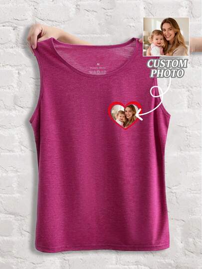 Chaleco casual personalizado para mujer, estilo primavera/verano, ropa de ocio y vacaciones personalizable, ropa deportiva, estampado de letras en relieve, chaleco con estampado divertido, camisa retro, adecuado para salir, playa, compras, vacaciones, fiestas, viajes, chaleco de algodón blanco de cuello redondo, top casual personalizado para mujer