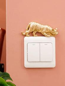 1pc Leopard Print Switch Sticker, Sticker, Wall Sticker, Vinyl Decal, Home Decor, Spring Decoration, Create A New Atmosphere For Your Home, Rama Decorative Sticker - Multicolor - View 5