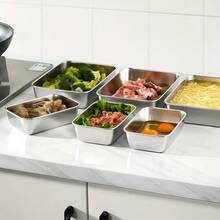 不锈钢食品储物盒、午餐盒、食品收纳盒，配白色盖子，防漏保鲜，可堆叠，易于清洁，适合存放肉类、水果和蔬菜。是冰箱、厨房、户外野餐、办公室/健身房午餐、厨房用具的理想之选，也是母亲节和复活节的完美礼物。 - 彩色 - 查看 11