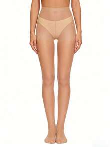 1/3/6 Pairs Women Silk Stockings, Sexy Ultra-Thin Pantyhose, Disposable Tights, Fashionable Leggings, Suitable For Workplace, Holidays, Parties, Outings, Formal Occasions, And Daily Wear - 杏色 - 查看 5