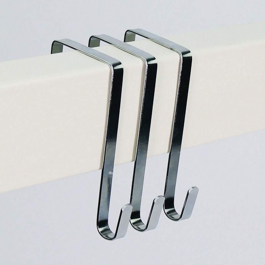 6 piezas Ganchos de puerta de metal ajustables, se ajustan a puertas de 3,6 cm a 4,9 cm de ancho, para colgar ropa, toallas, abrigos, llaves y talla grande - Multicolor - Ver 1