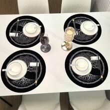 4件套复古花卉餐垫，简约黑白餐桌垫，36x36厘米，适合派对、家居装饰、乡村风格，可水洗且耐用，是馈赠佳品。 - 彩色 - 查看 5