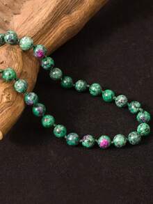 108颗6毫米绿帘石/黝帘石珠串成的玛拉项链，打结设计，配有流苏吊坠，波西米亚风格，适合瑜伽冥想和祈祷，男女皆宜。 - 彩色 - 查看 7