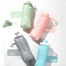 600 ml wysokiej jakości kubek podróżny, silikonowa składana butelka na wodę, duża pojemność, przenośna butelka sportowa na zewnątrz, odporny na ciepło, kreatywny składany kubek - Wielokolorowe - Zobacz 1