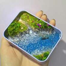 DIY Peninsula Iron Box Miniature Ocean Landscape Handmade Model Seascape Set Material Kit Micro Landscape Decor - Multicolor - View 6