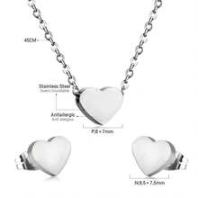3pcs Vacuum Electroplating Stainless Steel Heart Shaped Necklace + Earrings Set, Unique Heart Design Jewelry Set For Women, Birthday Gift, Anniversary Gift, Fashion Lover - Heart Shaped Set - View 5