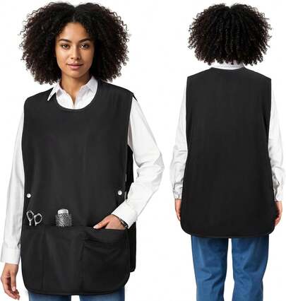 Barber Vest, Sleeveless Hairdresser Smock, Stain & Hair Resistant Salon Fits, Unisex Cobbler Apron With 4 Pockets For Women Men Hair Stylist, Barber Jacket Work Vest Apron, Side Strap Snap Closure