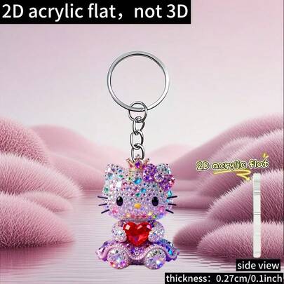 1 chiếc móc khóa acrylic 2D dễ thương, tiện dụng, độc đáo, quà tặng trang trí ngày lễ, móc khóa xe hơi, móc khóa ba lô/ví.