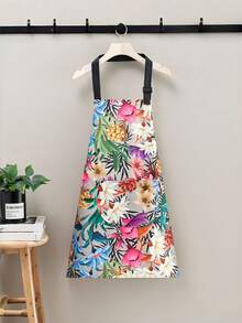 Fashionable Waterproof Apron, Fresh Floral Pattern, Oil-Proof Kitchen Household, Neck-Tied - Multicolor - View 3