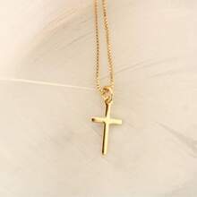 Exquisite 18K Gold Plated Cross Necklace, Minimalist Layered Cross Pendant Necklace, Stainless Steel Jewelry Gift For Her - Gold - View 3