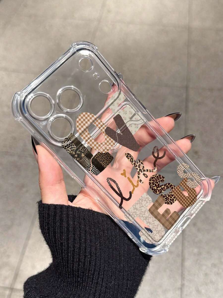 Jesus Letter Collage Pattern Minimalist Shockproof Phone Case, Compatible With Apple 17/16/14 Pro Max, High-Quality New Model 13, 15, Wallet Style 12/12 Pro, 11, 15 Pro Max, 16 - Clear - View 1