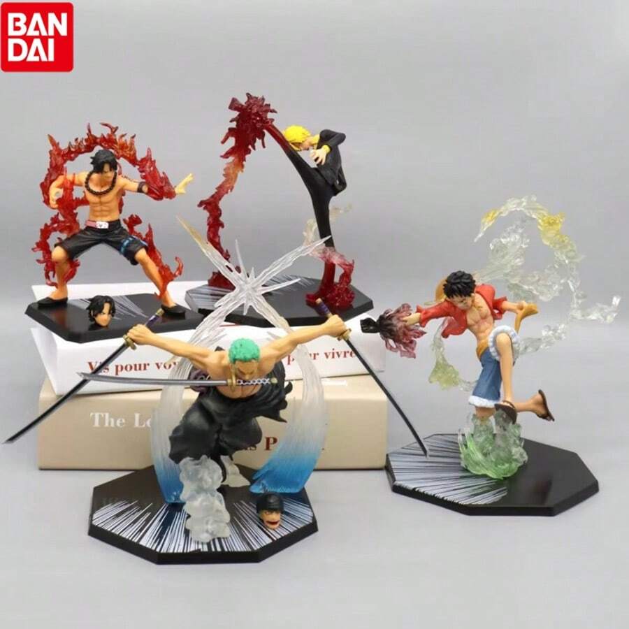 bandai 动漫人物可动人偶 - 罗罗诺亚·索隆、萨博、波特卡斯·D·艾斯、文斯莫克·山治 PVC 手办、收藏模型及玩具，父亲节、生日、周年纪念日、毕业典礼、独立日、婚礼、粉丝、收藏家、动漫主题派对、角色扮演道具、收藏玩具的完美礼物 - 彩色 - 查看 1