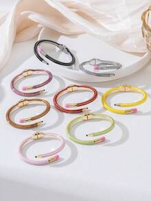 1 pieza Pulsera con forma de lápiz artística y de moda, diseño elegante adecuado para el uso diario de las mujeres, gran regalo - Pulsera de lápiz corta - Ver 12
