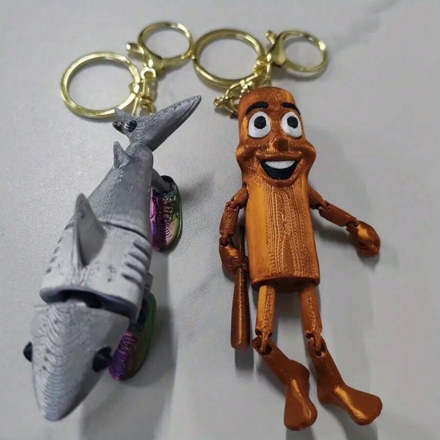 1 件 Traalalero Tralala 山海经 TungTungTungSahur 3D 打印钥匙扣，背包吊坠钥匙圈 - 彩色 - 查看 1