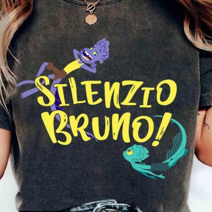 Luca Silenzio Bruno Characters Swimming T-Shirt Disneyland Family Matching Shirt Magic Kingdom Tee WDW Epcot Theme Park - 黑色 - 查看 1