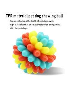 Durable Chew Toy For Dogs - Made Of TPR Material, Vibrant Colors, Designed For Canines As A Chewing And Teeth-Cleaning Toy. Soft Training Ball Suitable For Strong Chewing Dog Breeds, Helps Relieve Boredom And Destructive Chewing Behavior, Battery-Free Pet Toy. - Multicolor - View 11