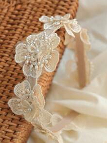 Angel Neitiri Elegant White Lace 7-Flower Pearl Headband, Suitable For Parties, Birthdays And Daily Wear - Dusty Pink - View 4