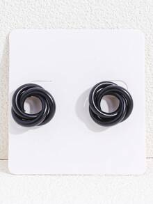 1 Pair Fashionable Minimalist Versatile Geometric Earrings - Black - View 3