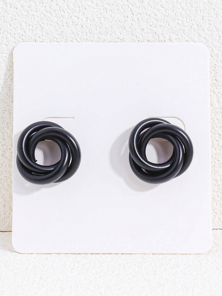 1 Pair Fashionable Minimalist Versatile Geometric Earrings - Black - View 3
