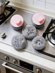 4 bolas de limpieza de cocina aleatorias con mangos. Utensilios antiadherentes. Alambre de acero nano para el hogar. Fácil de limpiar. Sin residuos. Para la olla. - Varios artículos - Ver 6