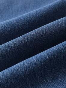 Celana Jeans Wanita Model Vintage Biru Pudar dengan Ujung Bawah Mengembang, Celana Skinny Slim-Fit Serbaguna - Medium Wash - View 6